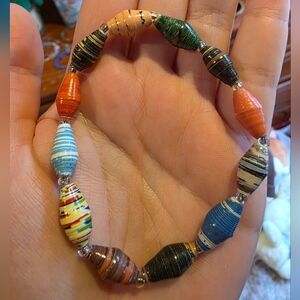 Multi Color Paper Mache Stretch Bracelet
